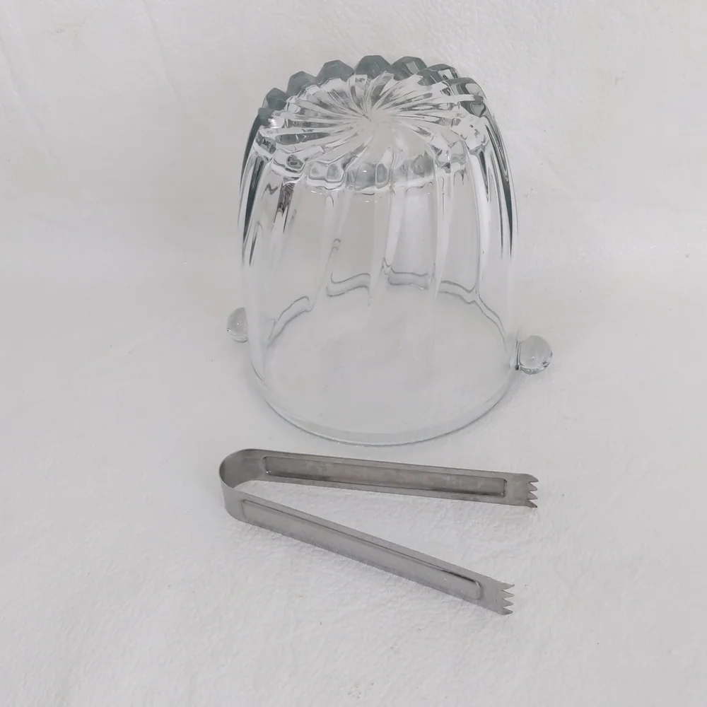 Mini Glass Ice Bucket with Tongs